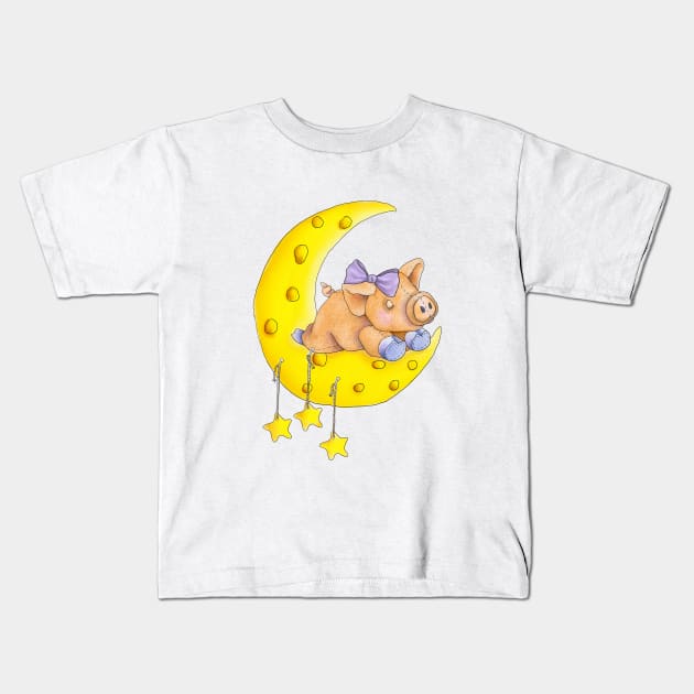 Little Piggy Wiggly Dreams Kids T-Shirt by Julie Townsend Studio